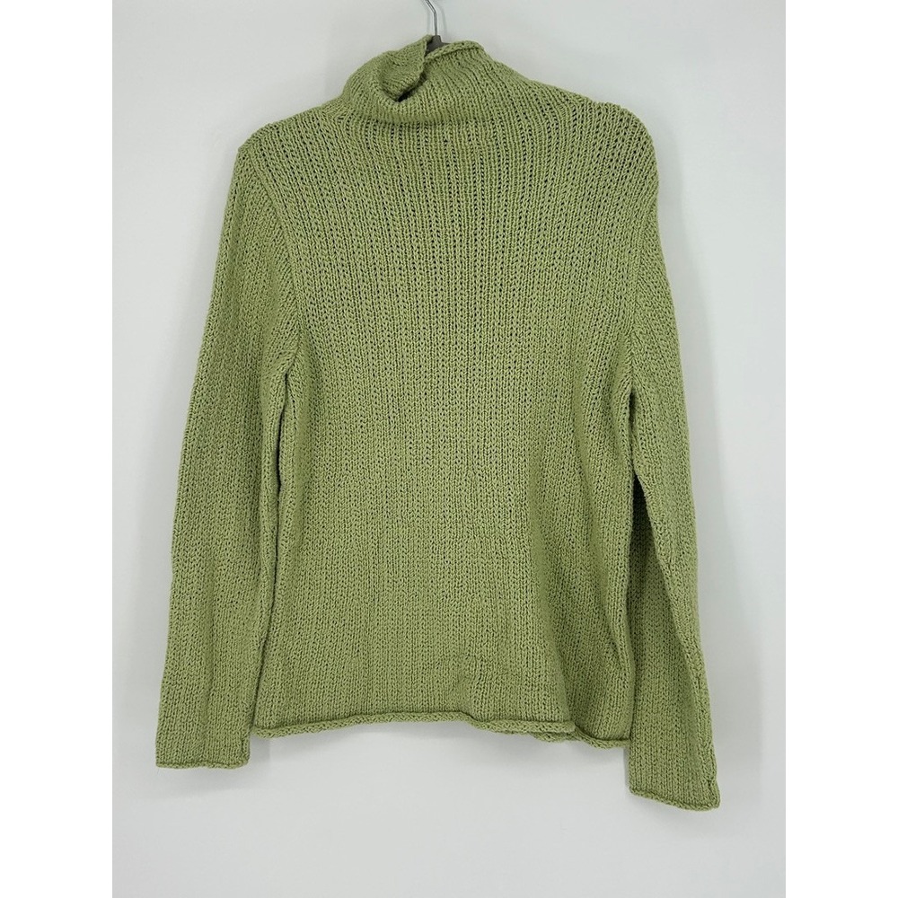 Eileen Fisher Womens M Sage Green Knit Mock Rollneck Sweater Coastal Grandma